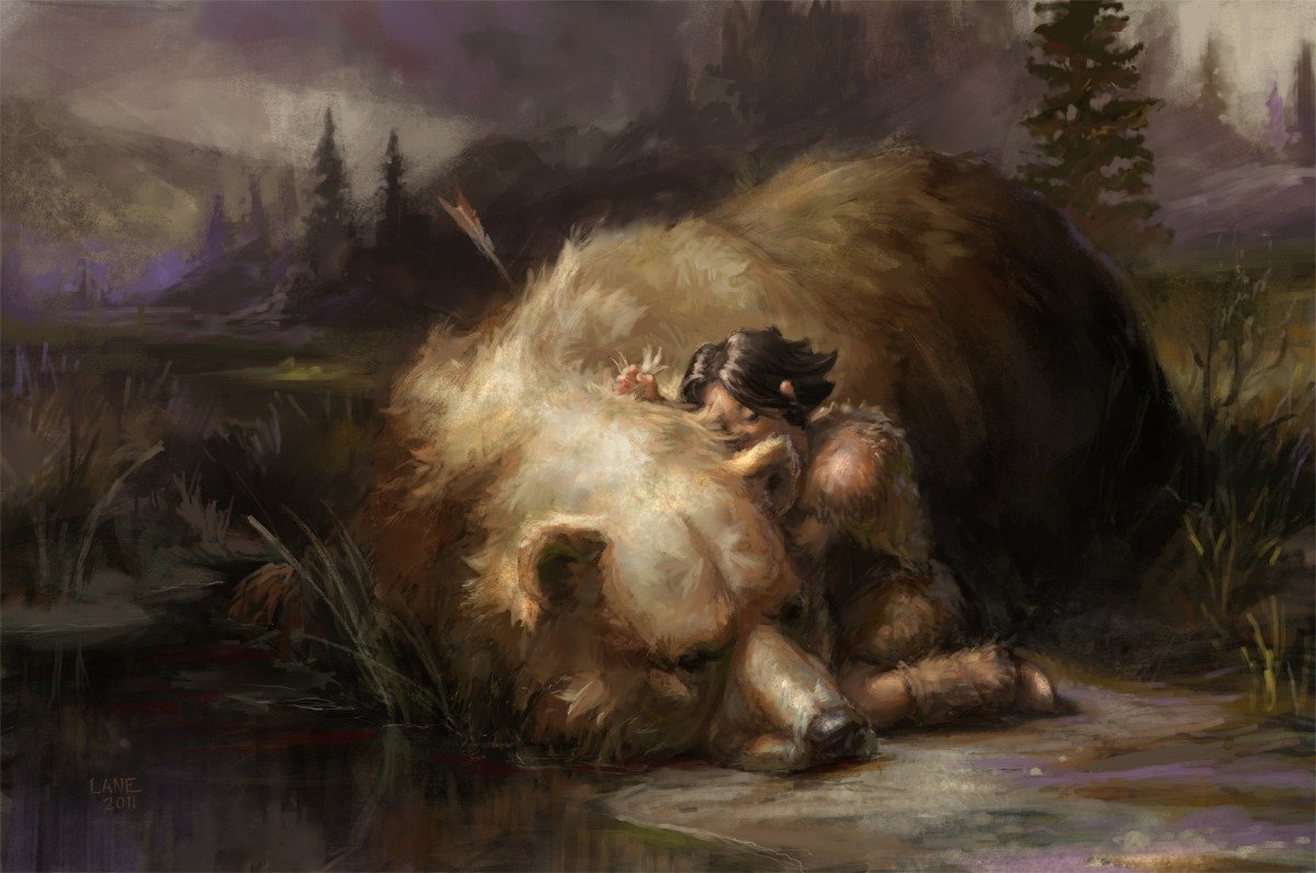 Девочка и медведь арт