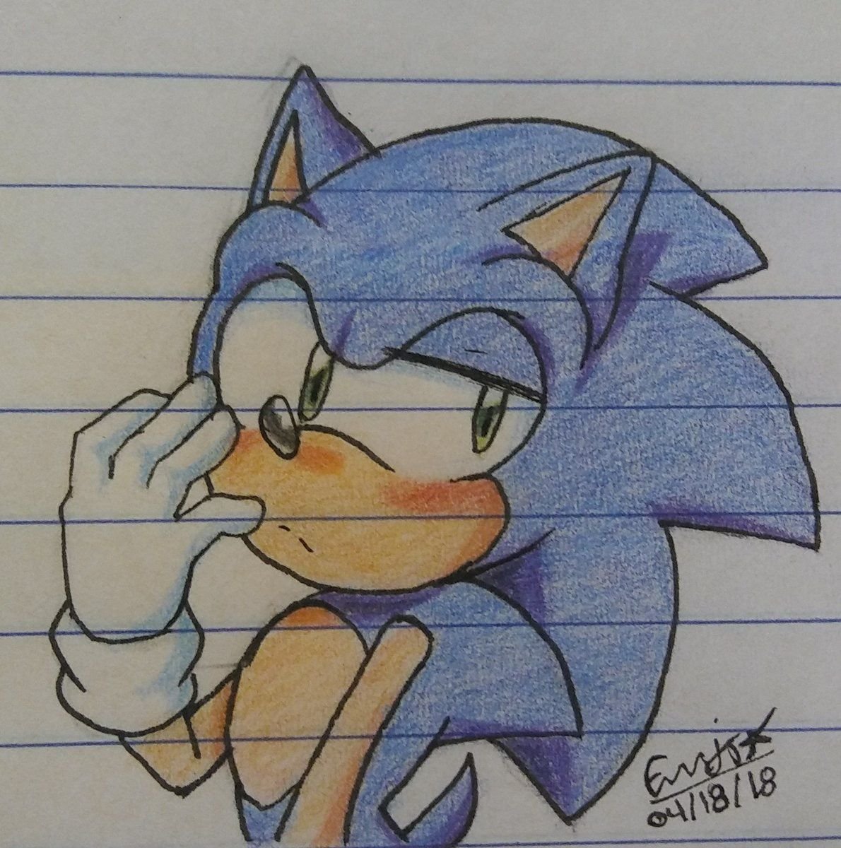 Соник арт карандашом