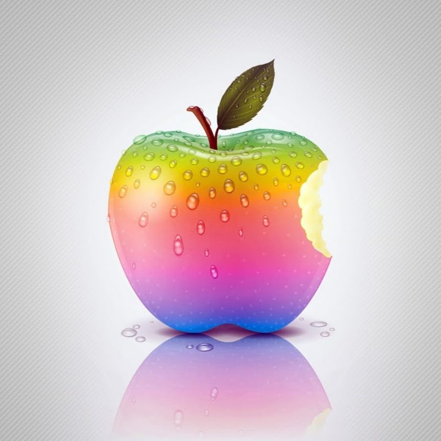 Яблоко зеленое мультяшное