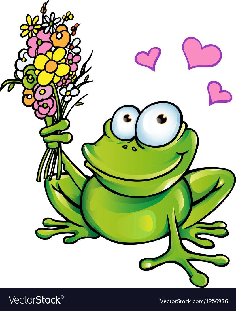 Лягушка с букетом
