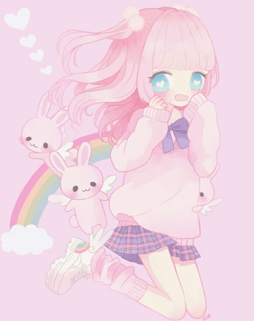 Пастельная аниме девочка