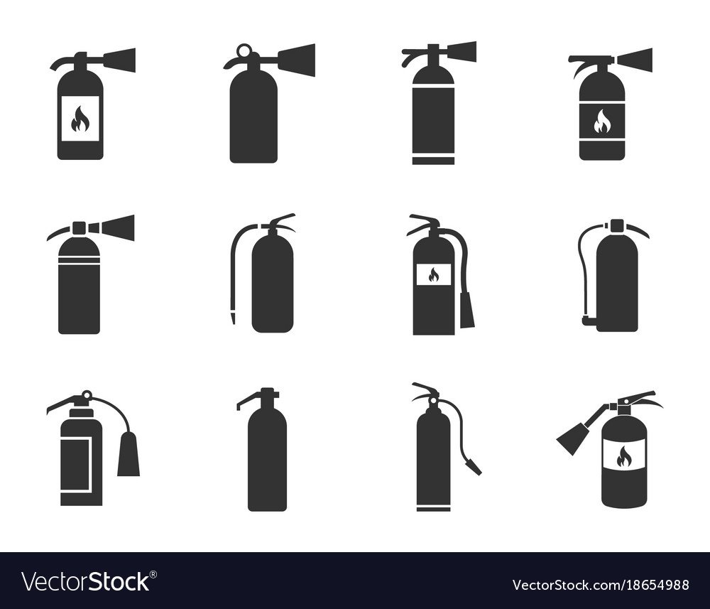 Силуэт огнетушителя в ряд