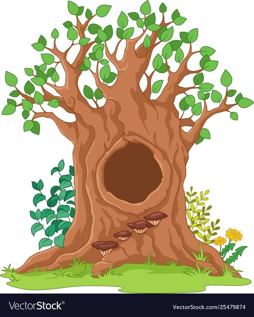 Мультяшное дерево с дуплом