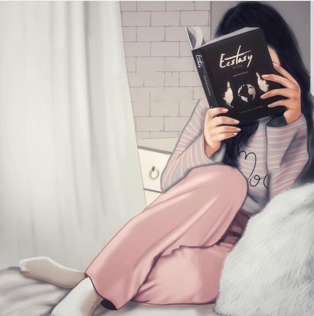 Брюнетка с книгой арт