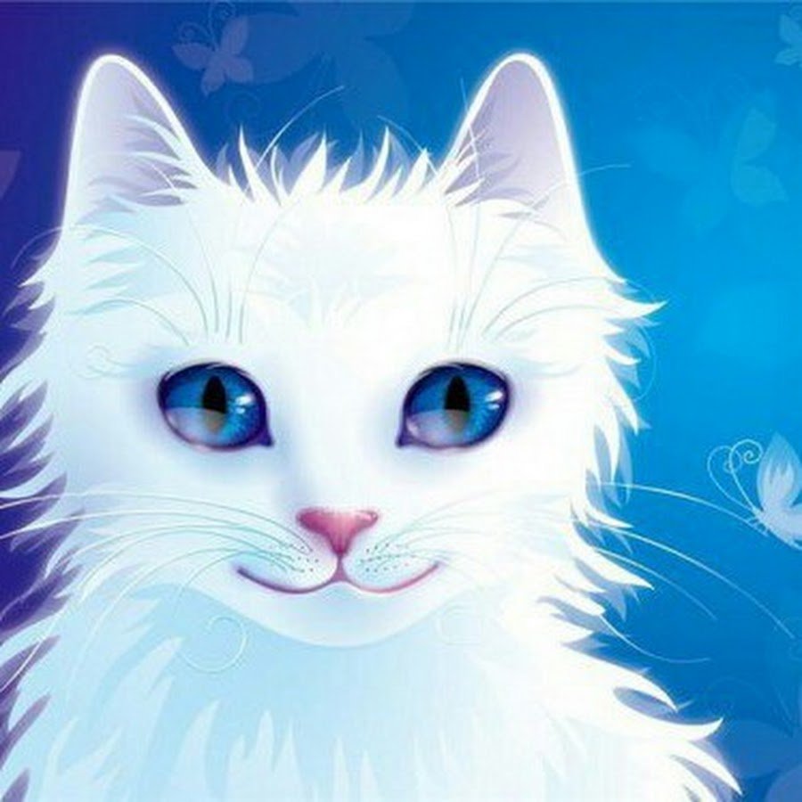 Белая кошка арт