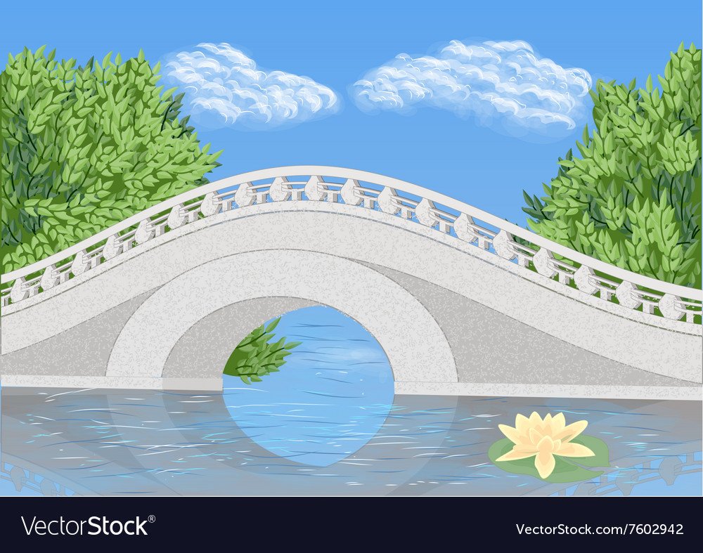 Трафарет моста через реку
