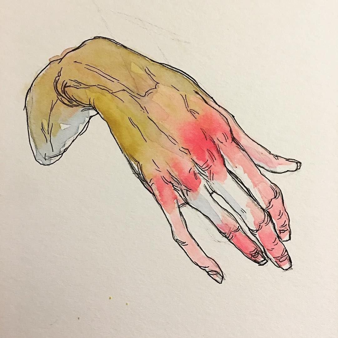 Наброски рук акварелью