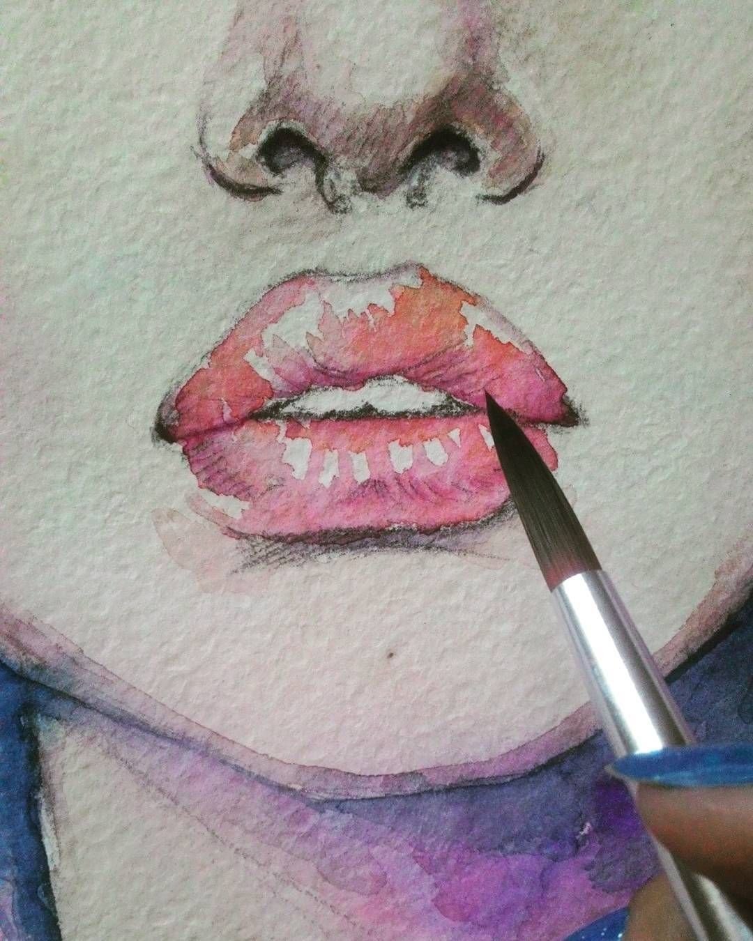 Губы акварелью