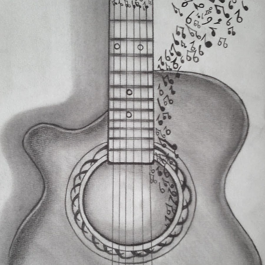 Гитара рисунок карандашом