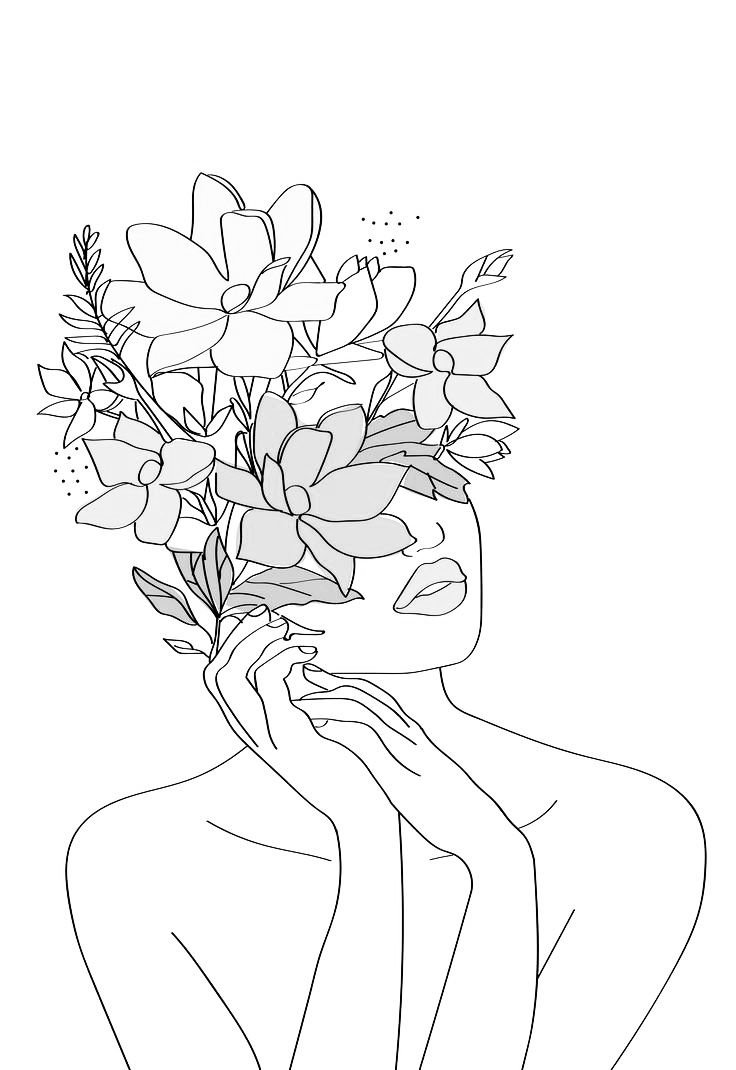 Девушка с цветами эскиз