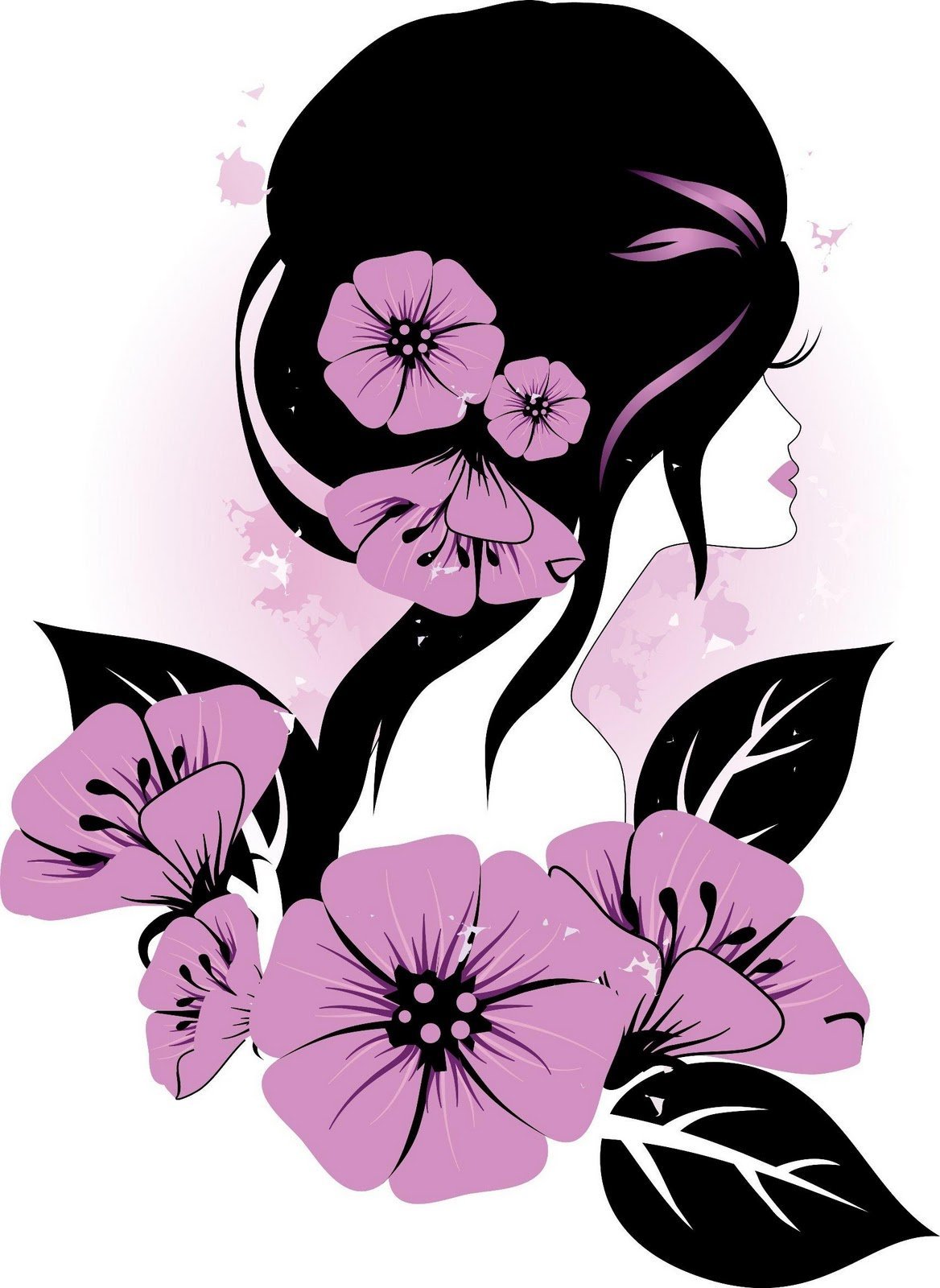 Силуэт девушки в цветах