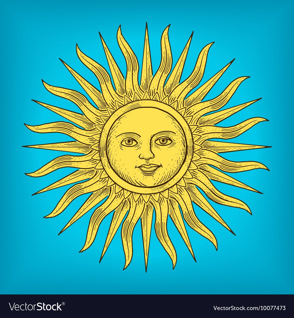 Солнце с разноцветными лучами