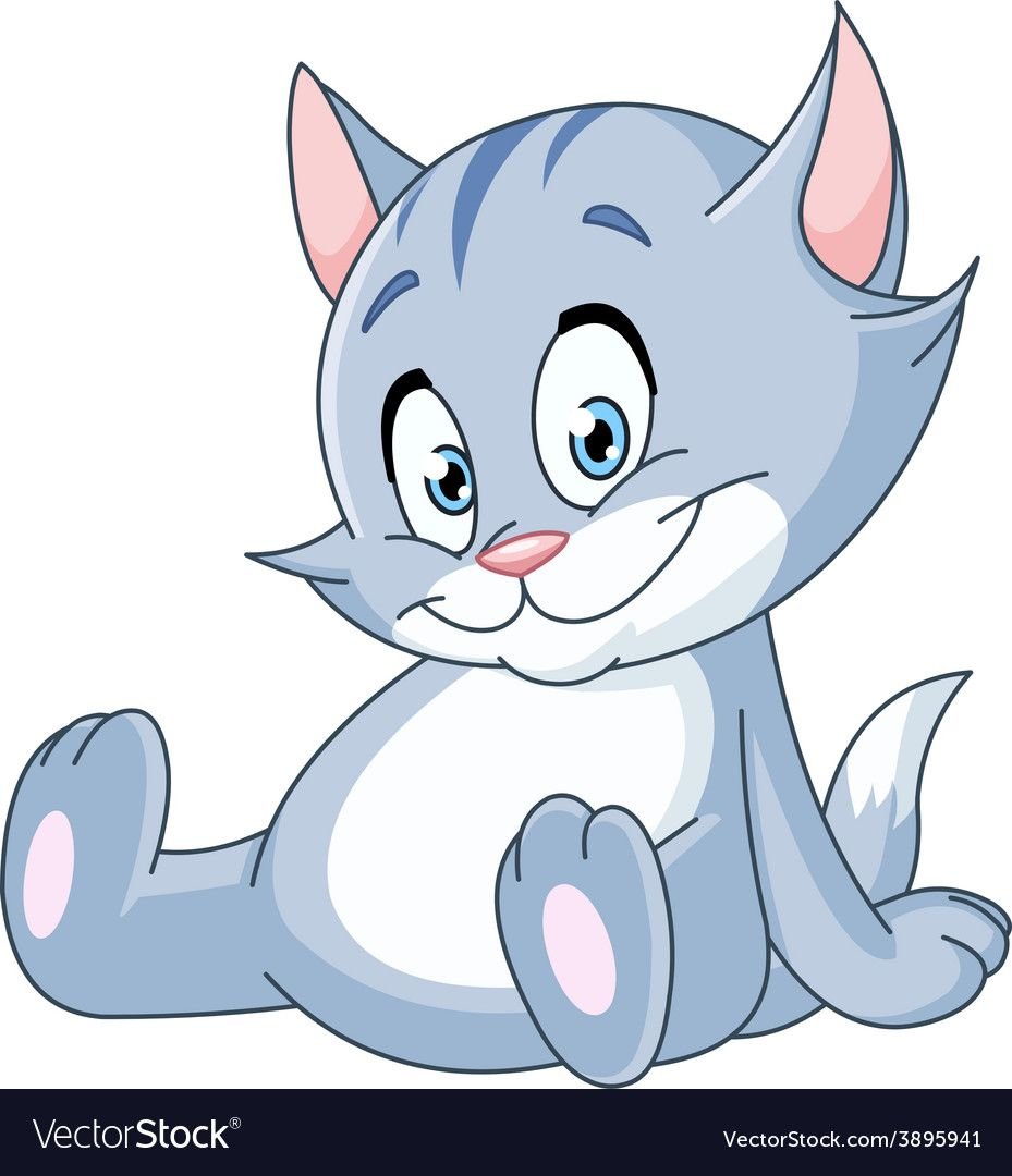 Серый котенок мультяшка