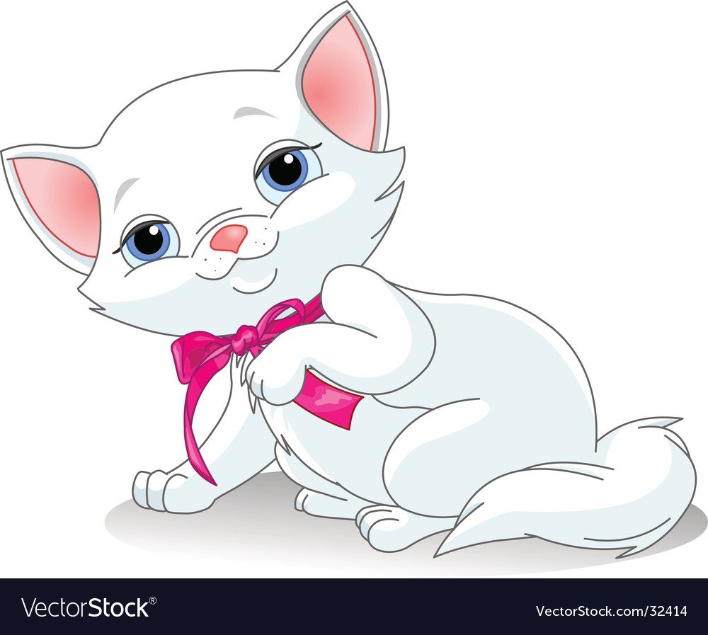 Мультяшный Беленький котёнок