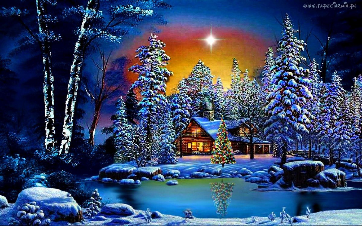 Рождественская ночь пейзаж