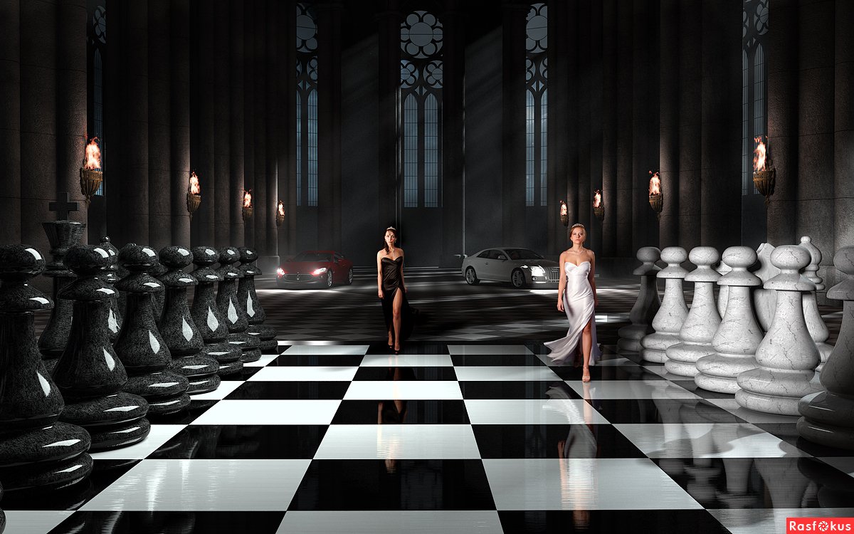 Девушка на шахматной доске