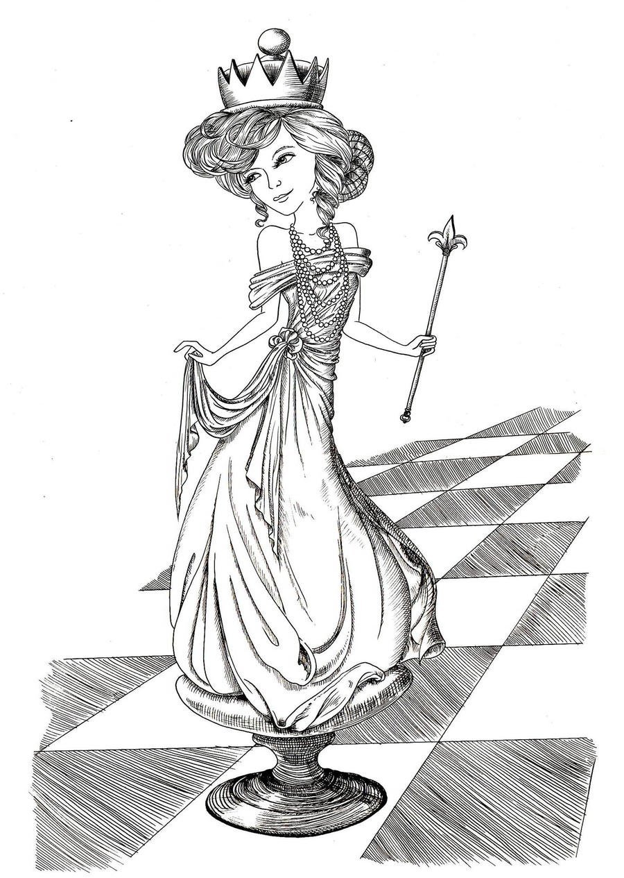 Шахматная Королева раскраска