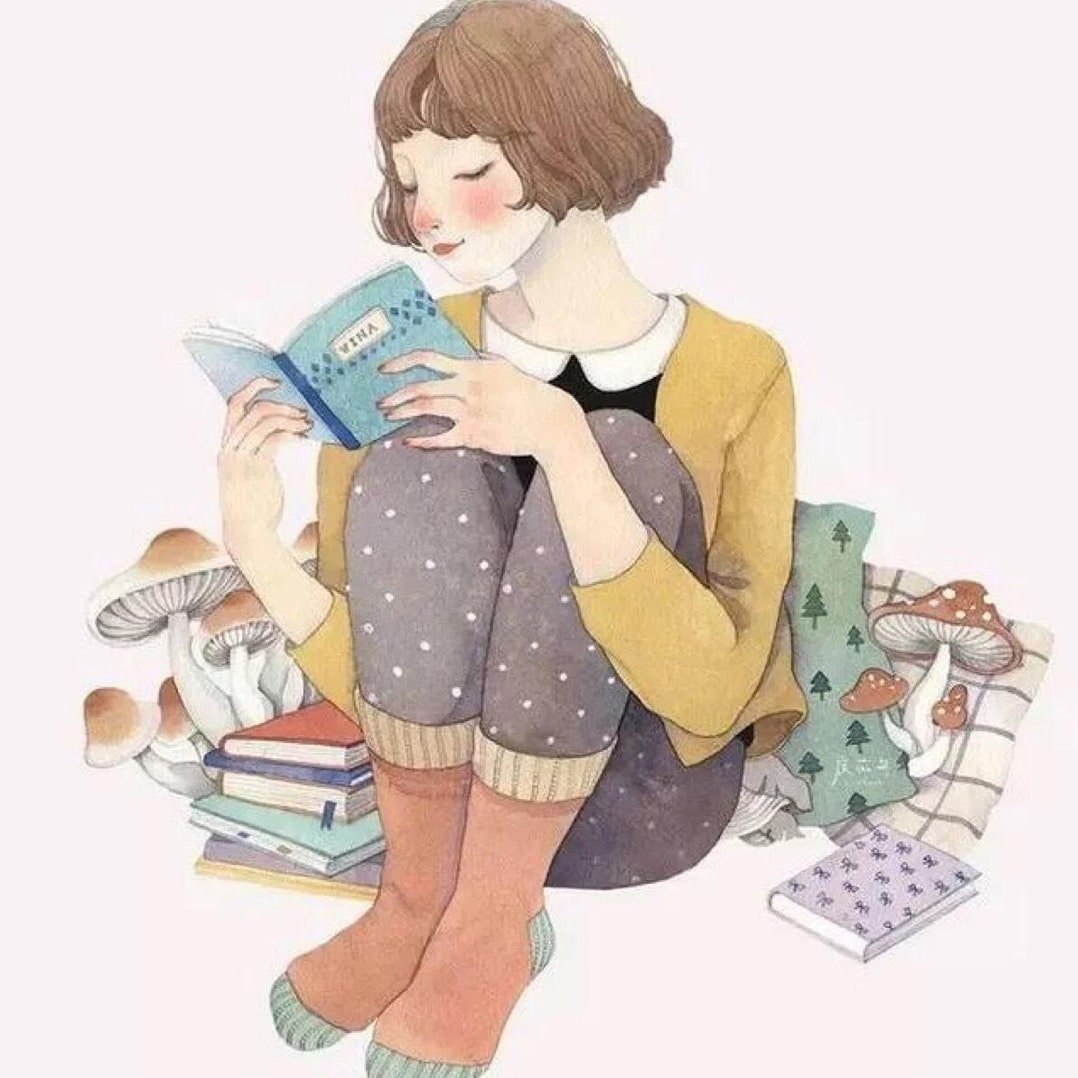 Нарисованная девушка с книгой