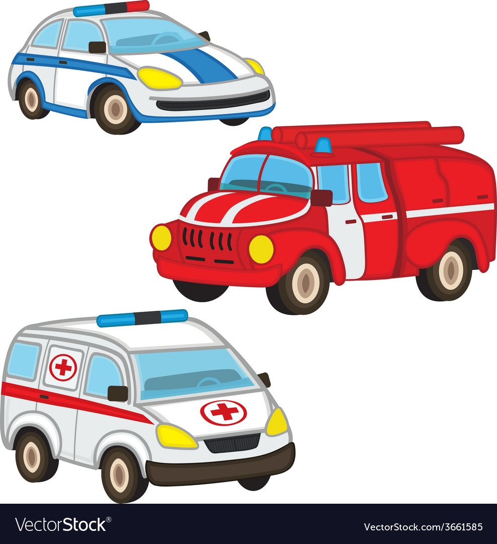 Пожарная Полицейская машина мультяшная