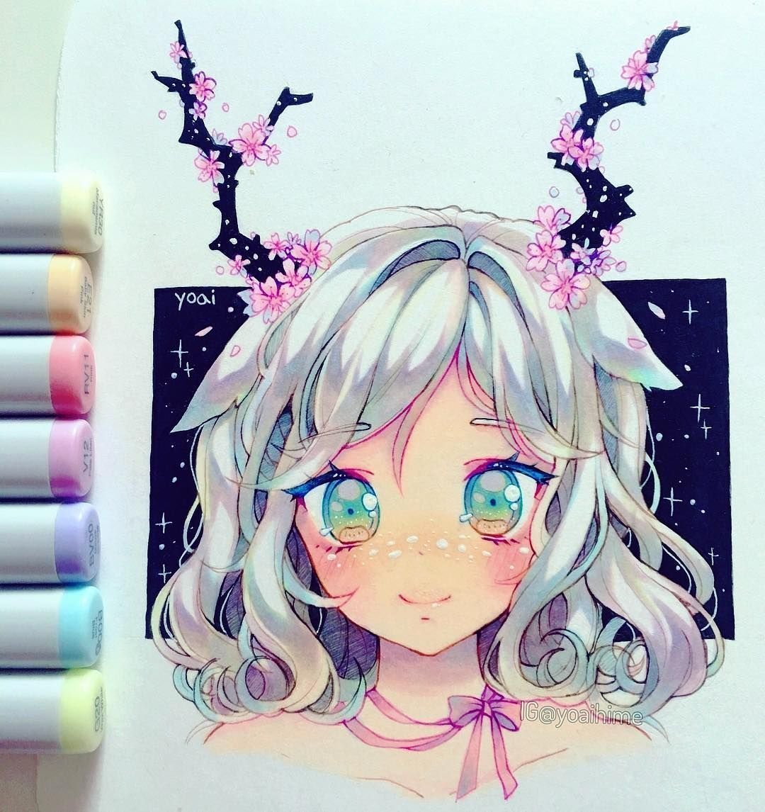 Аниме рисунки разноцветные