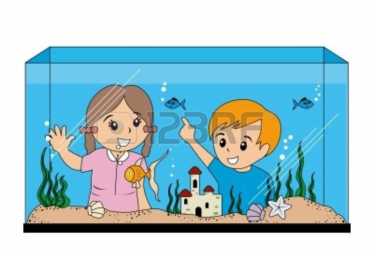 Мальчик и аквариум иллюстрации