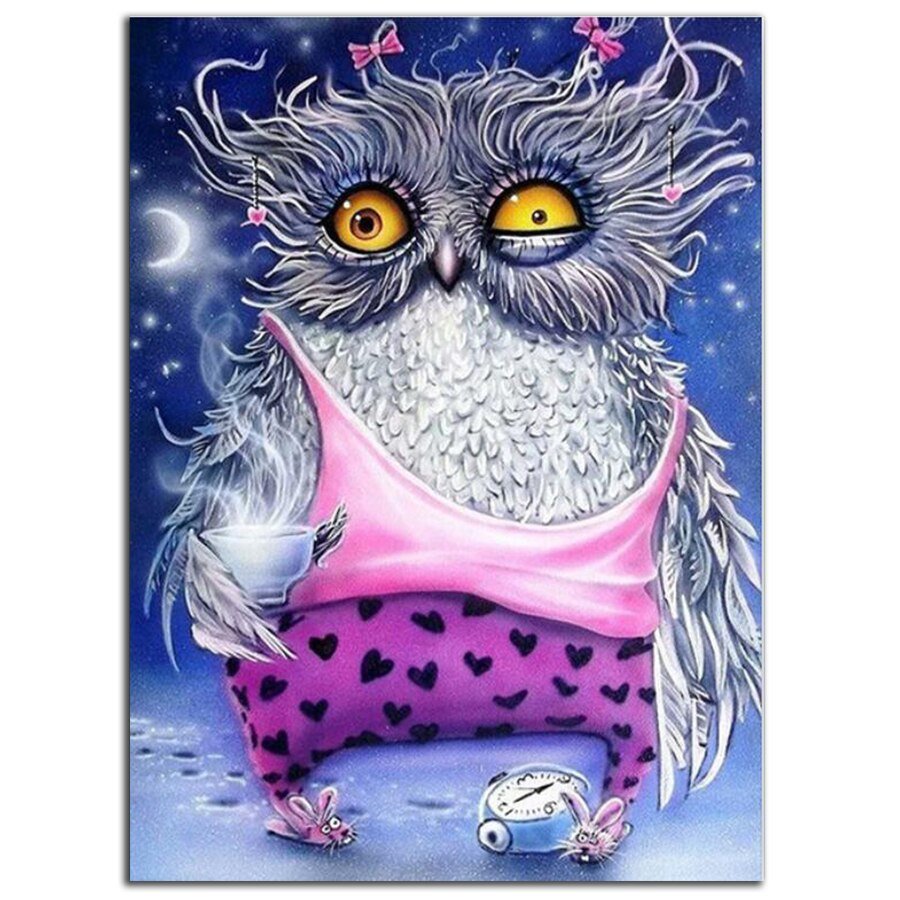 Алмазная мозаика Сова невыспавшаяся