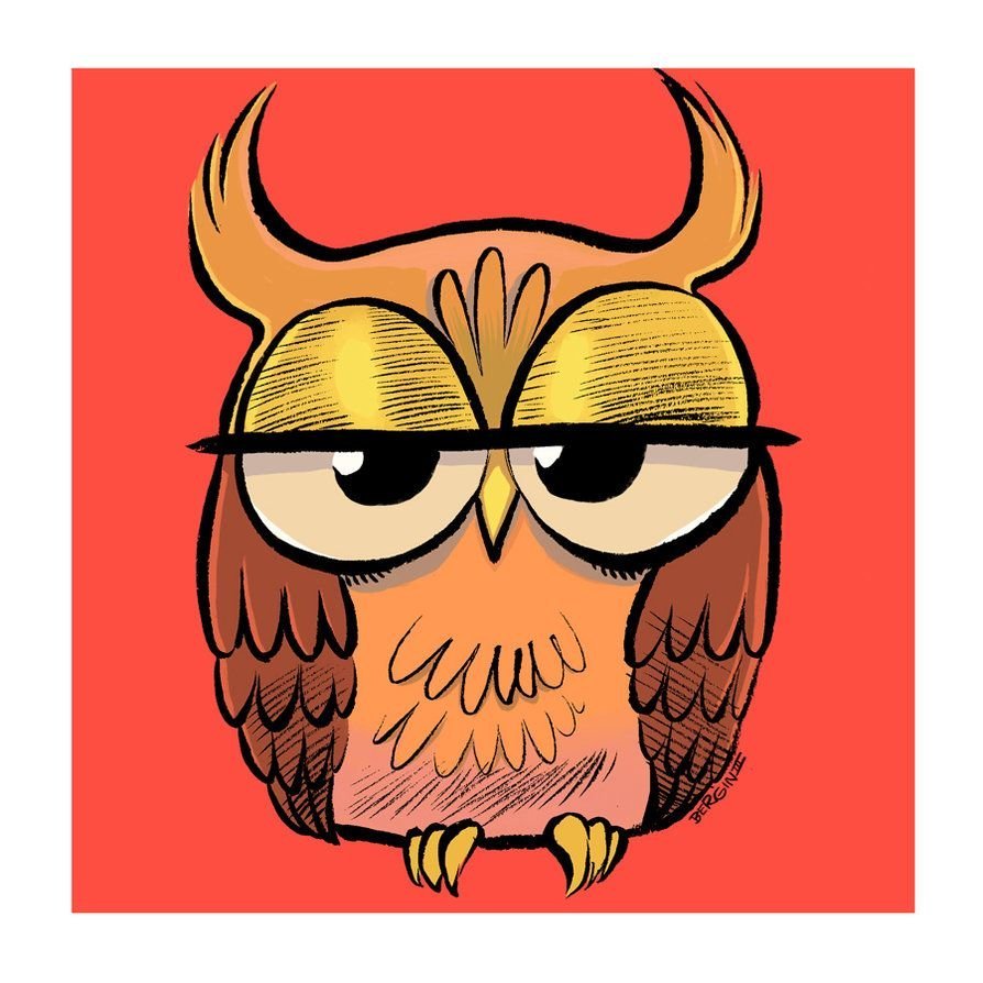 Филин на Красном фоне