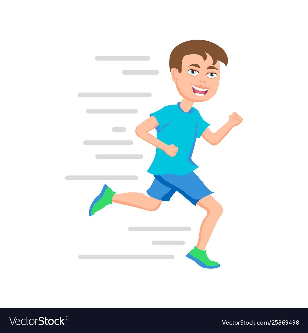 Мальчик бежит вектор