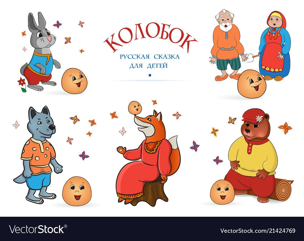 Колобок персонажи в картинках отдельно