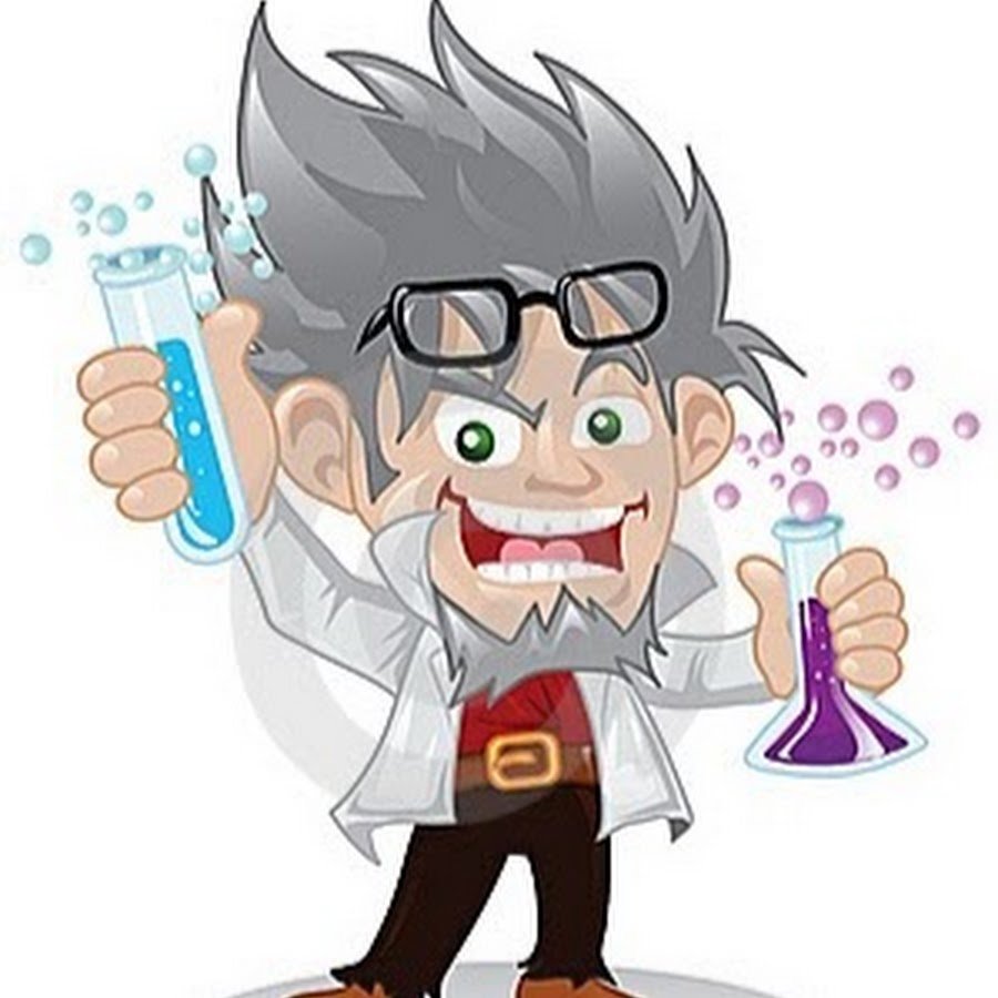 Сумасшедший ученый на белом фоне