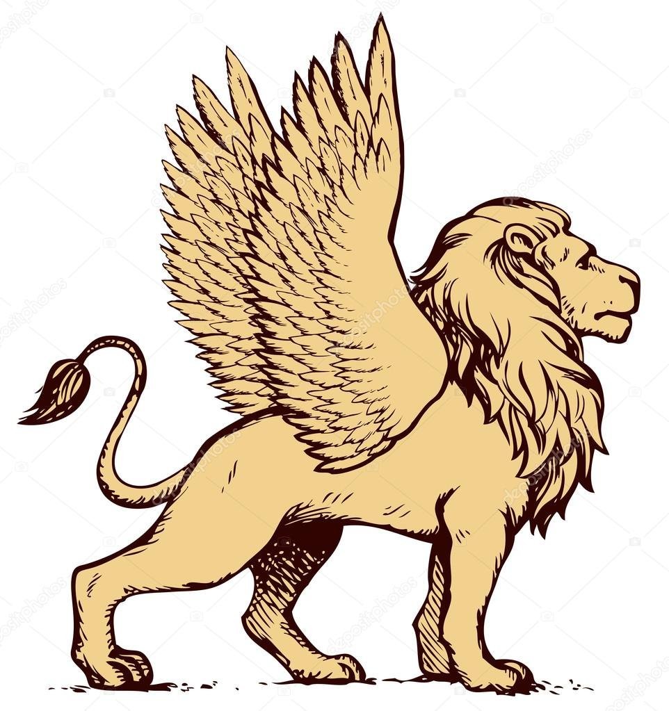 Силуэт Льва с крыльями