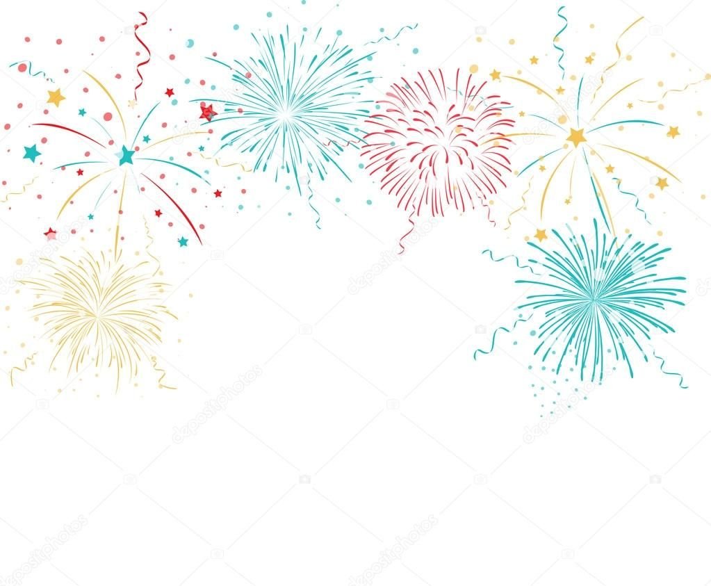 Салют Победы на белом фоне