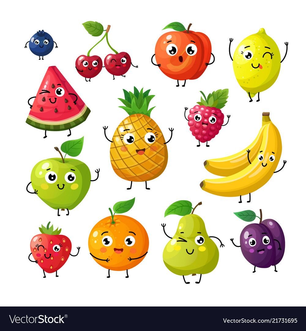 Веселые фрукты вектор