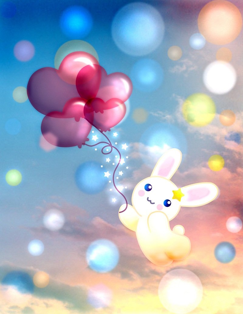 Милый зайчик с шариками