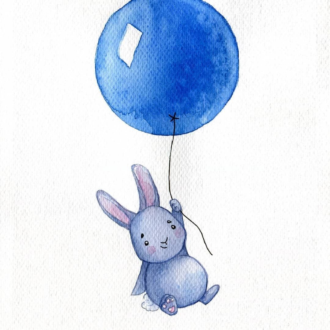 Акварельные зверята на воздушных шарах