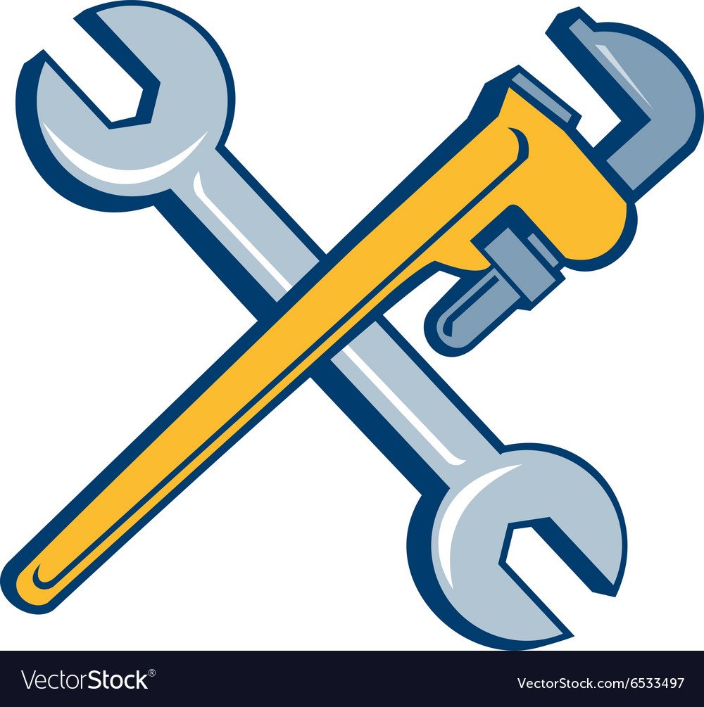 Сантехнический ключ на белом фоне