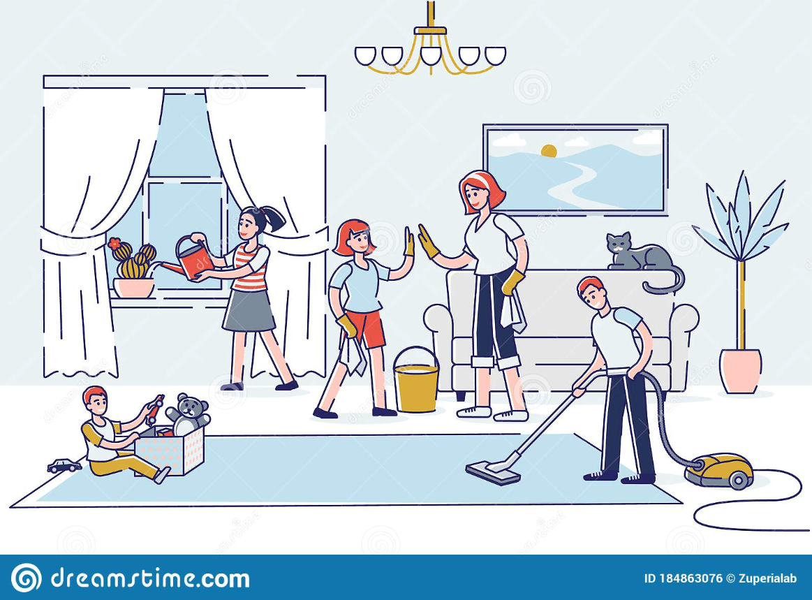 Уборка всей семьей рисунки