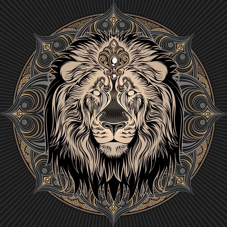 Тотемное животное тигр Мандала белый