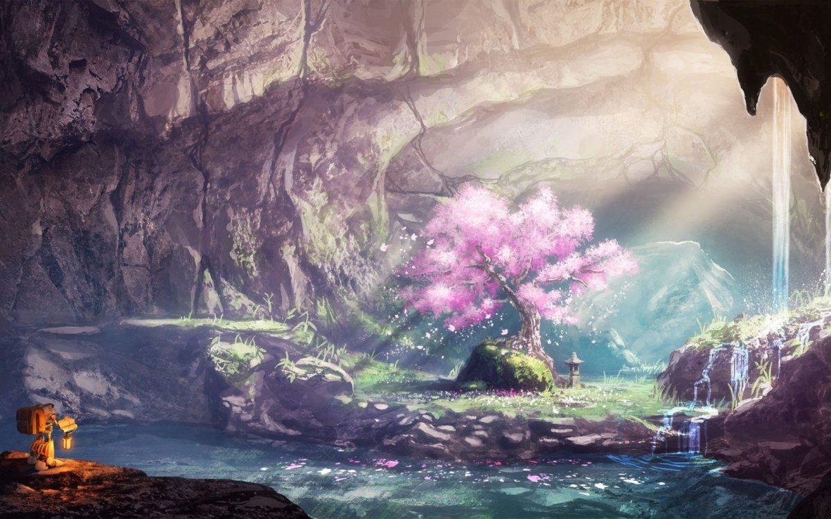 Озеро в пещере фэнтези