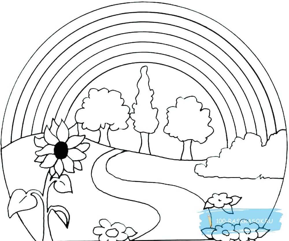 Раскраска Радуга для детей 3-4 лет