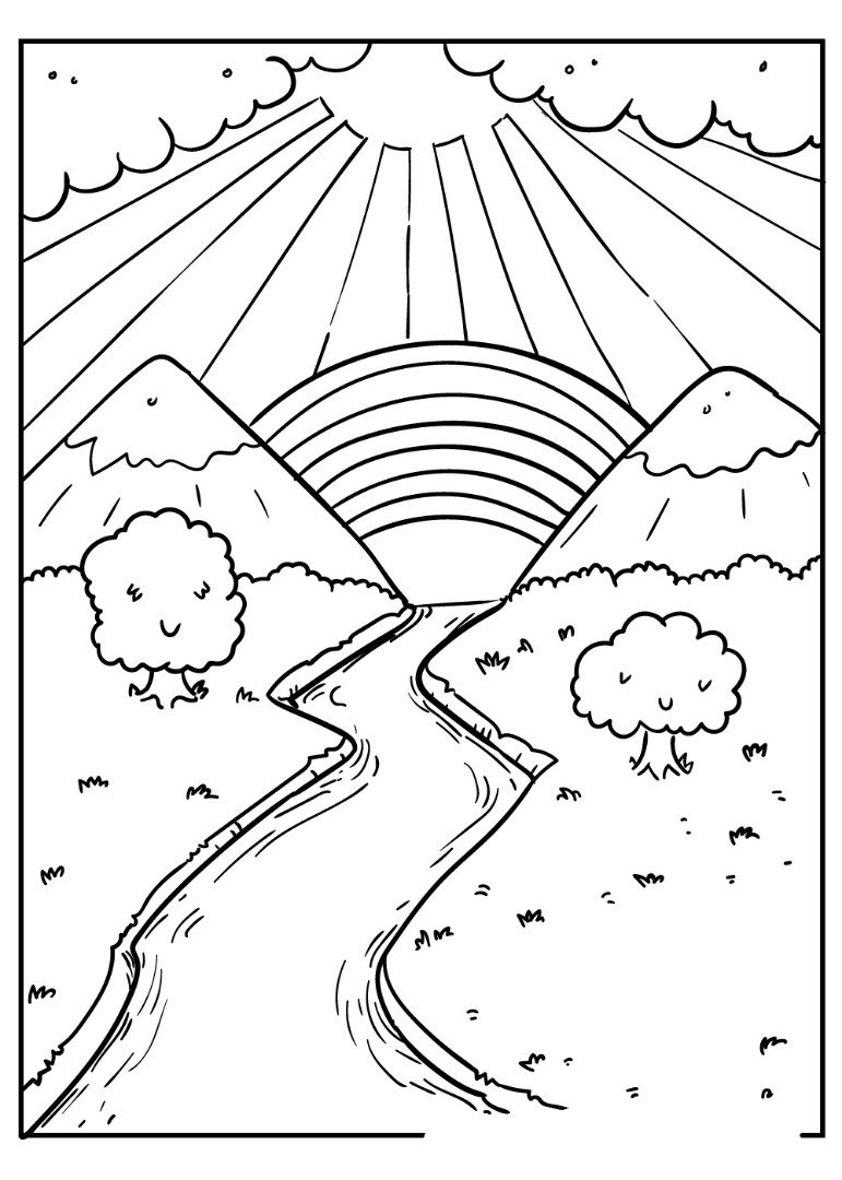 Радуга раскраска для детей