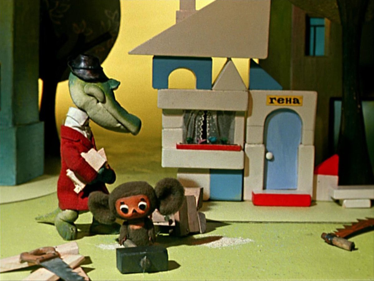 Карикатуры на Чебурашку и крокодила Гену