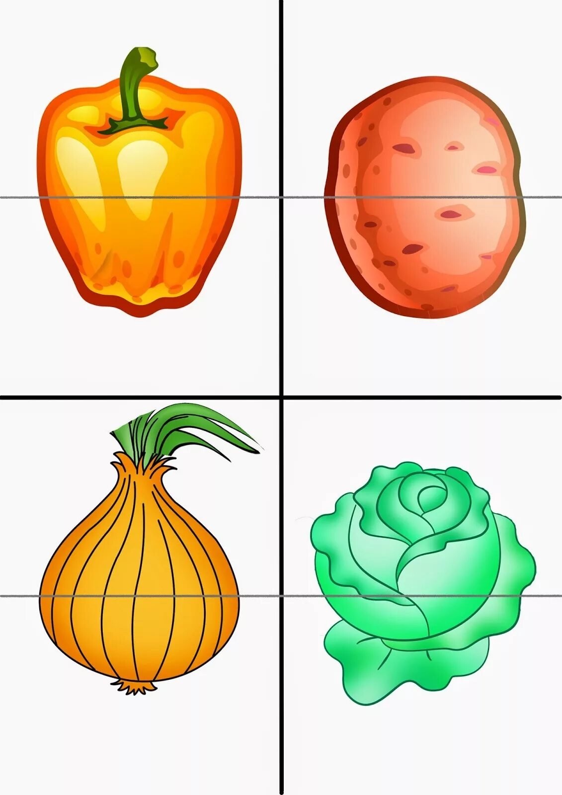 Разрезные овощи и фрукты