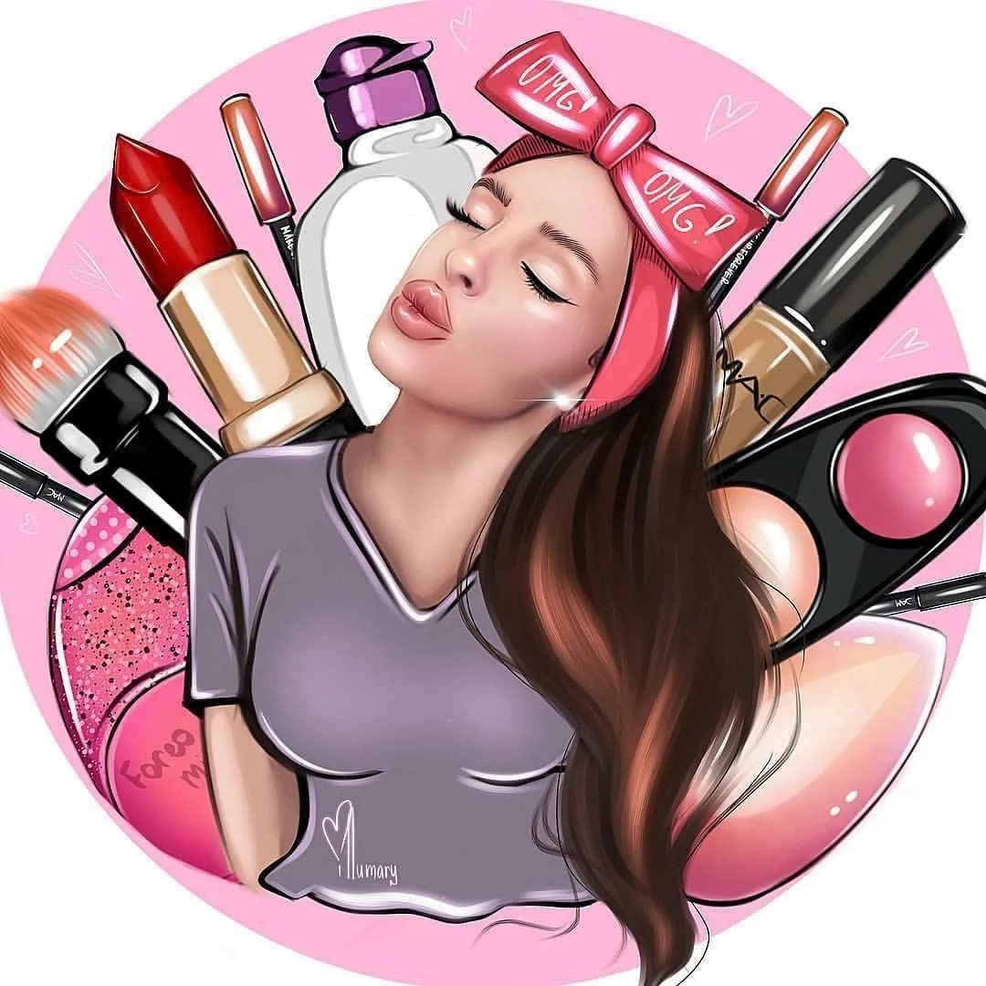 Мультяшная девушка с косметикой