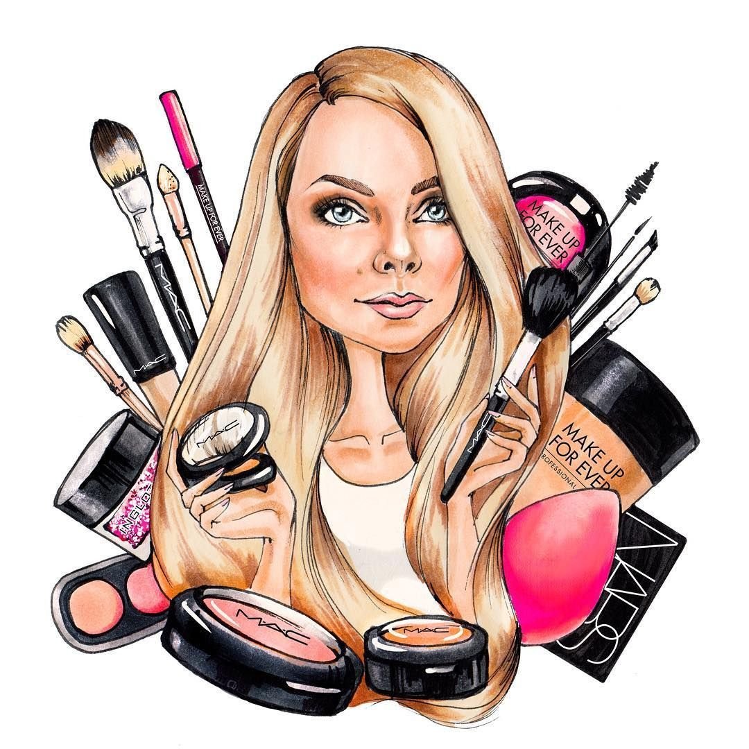 Нарисованная девушка с косметикой