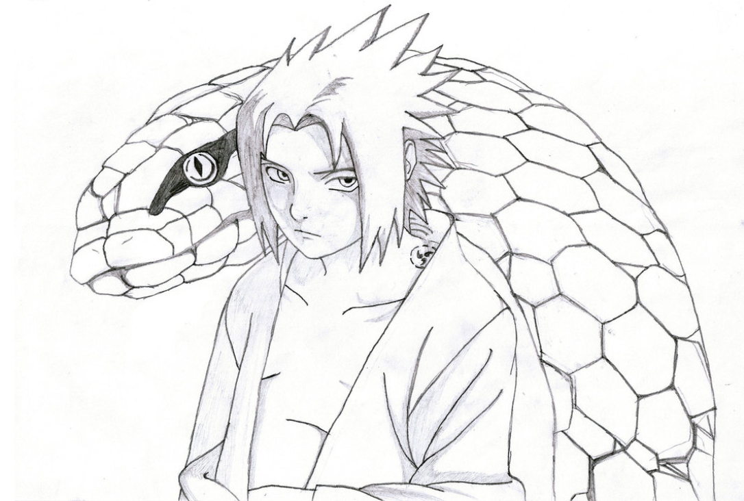 Саске с шаринганом карандашом