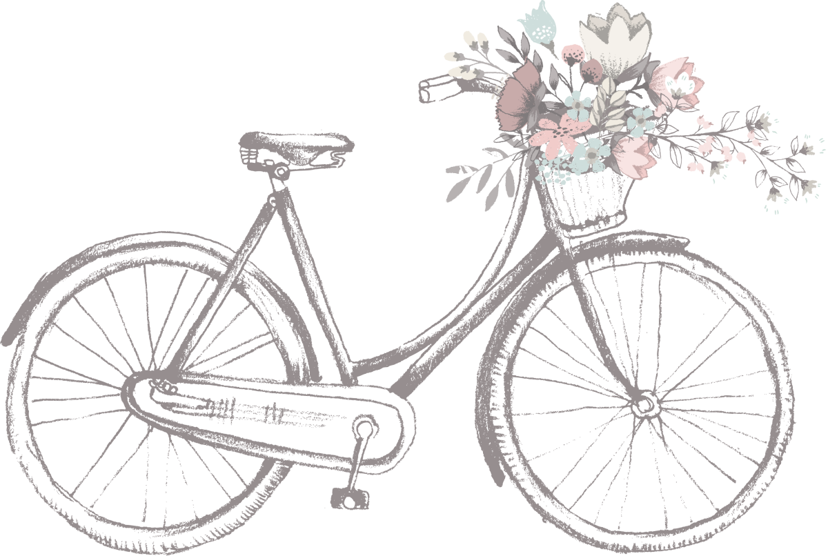 Велосипед зарисовка с цветочками