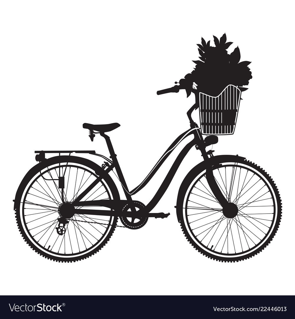 Велосипед с цветами силуэт