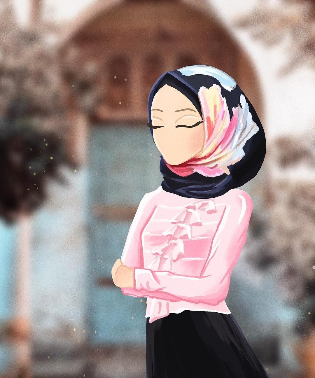 Девушка в хиджабе с рюкзаком