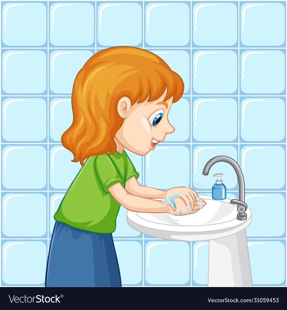 Девочка моет руки